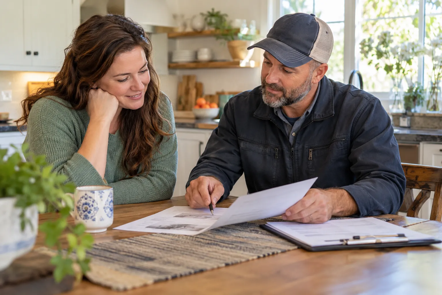 Homeowner reviewing a written quote in the Oklahoma City metro area