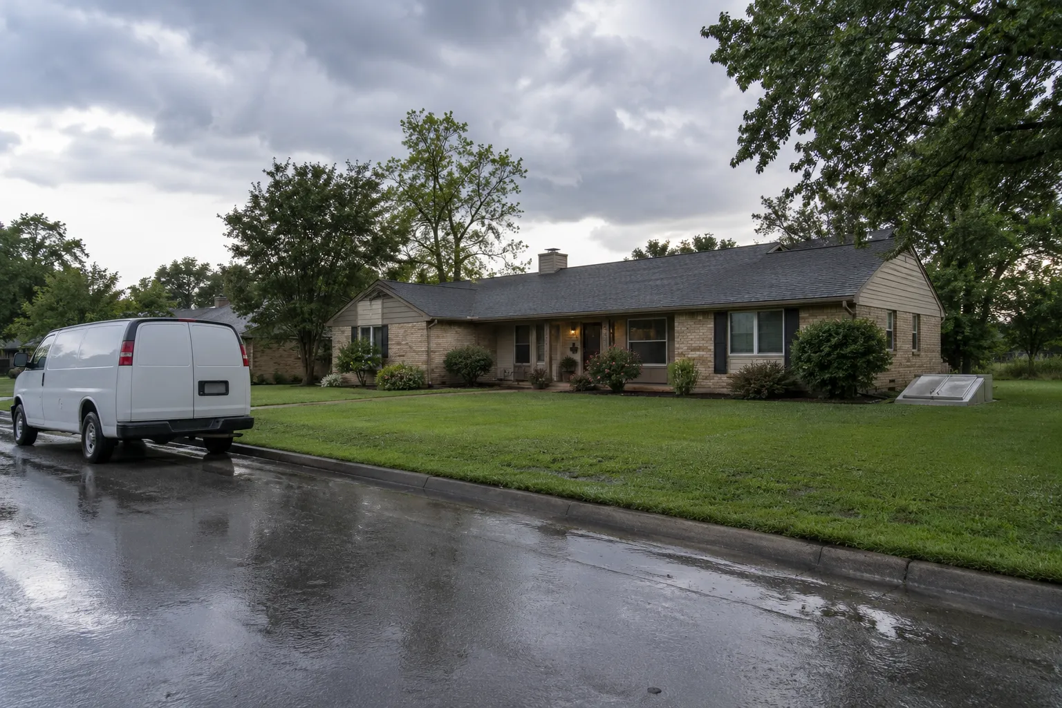 Ranch-style home in Oklahoma City after a spring storm